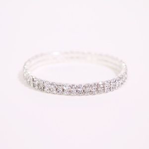 Crystal Rhinestone Two-Row Stretch Bracelet